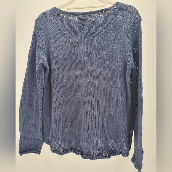 WOODEN Ships HEART FLAG CREW COTTON, Darkest Indigo Size S/M - Picture 4 of 9